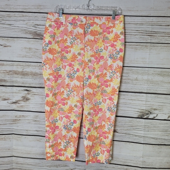 Talbots Perfect Crop Size 10 Petite Fruit and Flowers Print - Picture 4 of 7